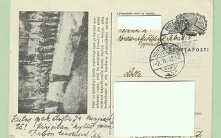 Jatkosodan kenttäpostikortti, kuva hartaushetkestä