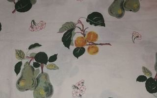 Verhokappa : vaalealla pohjalla hedelmiä , pikkukappa