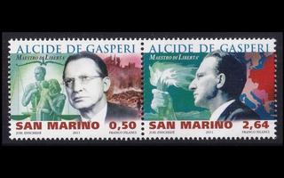 San Marino 2494-5p ** Poliitikko Alcide de Gasperi (2011)