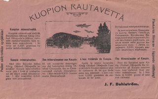 VANHA PAPERI - KUOPION RAUTAVETTÄ J.F DAHLSTRÖM H-3287
