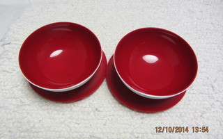 Tupperware Allegra kulhot 2,75dl (2), puna-valkoinen, uusi