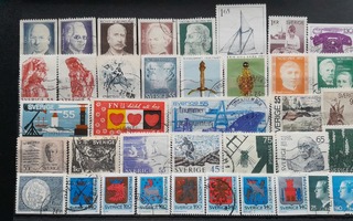 RUOTSI 1970-80 luku LEIMATTUJA postimerkkejä 38 kpl