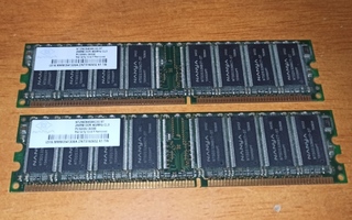 2 x 256MB DDR400 pöytäkoneen muistikammat