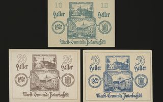 Itävalta Notgeld 10, 20, 50 Heller, Peuerbach 1920