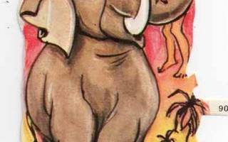 EO 9004 DISNEY / VIIDAKKOKIRJA: Mowgli norsun kärsällä.