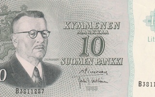 Suomi  10 markkaa 1963  Litt. A  B3811287 kl 9