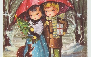 ANCO : Tyttö ja poika sateenvarjon alla