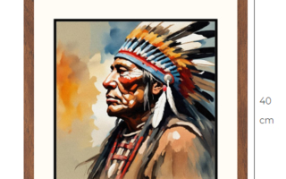 Uusi Native American Chief taulu 40 cm x 40 cm kehyksineen