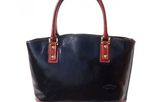 Black/brown Hard calf leather "Tote" handbag