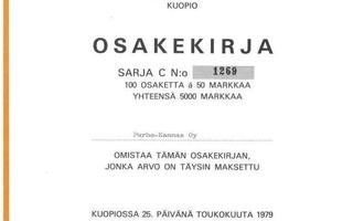1979 Turo Oy, Kuopio osakekirja.