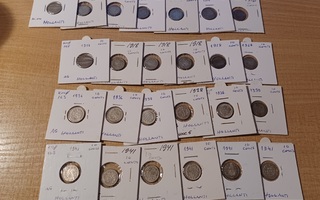 10 Cents 1898 - 1941 Hollanti. 25kpl. Hopea 640 VK