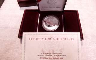 Atlanta 1996 Olympia-kolikko, 1 dollari, hopeaa, proof