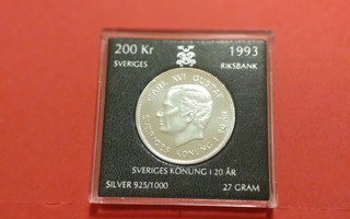 Ruotsi 200 Kronor 1993, kuningas Carl XVI, 900 hopeaa.