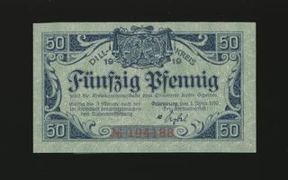 Saksa Notgeld 50 Pfennig, Dillenburg 1.4.1919