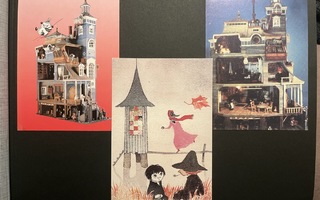 131 muumiaiheista postikorttia (kansiossa)