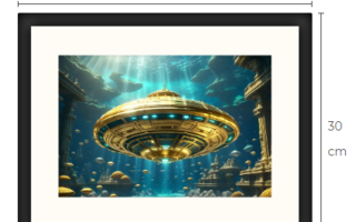 Uusi UFO ja Atlantis taulu 30 cm x 40 cm kehyksineen