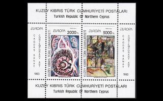 Turkki Kypros 353-4BL12 ** Europa nykytaide (1993)