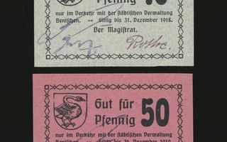 Saksa Notgeld 10, 50 Pfennig, Bentschen 1918-19