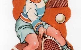PZB 1291 / Poika pelaa tennistä. ISO kuva! 1940-50-l.