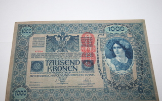 Itävaltalainen  1902  Vuodelta .1000 Kruunun seteli .Kl 5-6