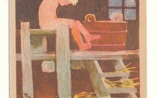K LIIMATAINEN - Poika saunoo - vanha kortti