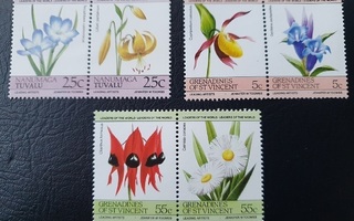 Tuvalu 3 eri paria kukkapostimerkkejä ** Tyyni valtameri