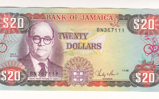 Jamaica 20 Dollars v.1986 P-72b