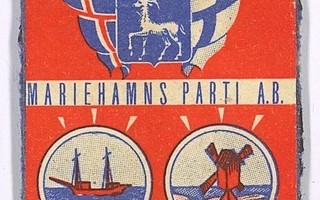 Tulitikkuetiketti Åland Mariehamns Parti