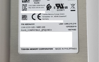 512Gb Toshiba SSD 2,5" kovalevy