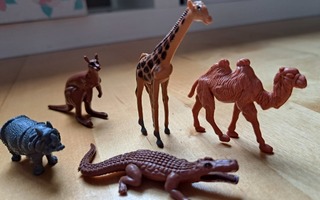 Kameli, kirahvi, krokotiili, kenguru ja sarvikuono