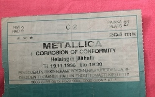 Pääsylippu: Metallica. Helsinki.1996.