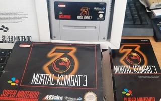 SNES Mortal Kombat 3 + kotelo + ohjeet