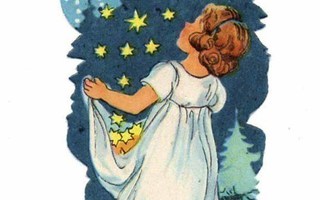 EAS 3035 / Tyttö kerää tähtiä helmaansa. 1950-l.