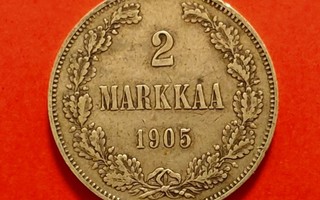 2 mk markkaa 1905. HARVINAINEN. (KD3)