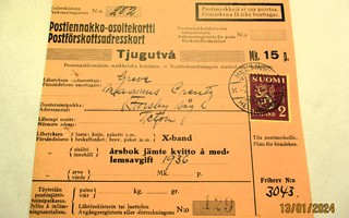 1936 Hki vapaakirjeen postiennakko