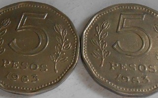 ARGENTINA  5 Pesos v.1963  KM#59    Circ.