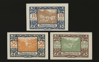 Itävalta Notgeld 10, 30, 60 Heller, Badgastein 1920