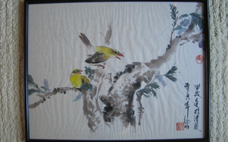 Kiinalainen tussimaalaus lintuaihe 1990-luvulta