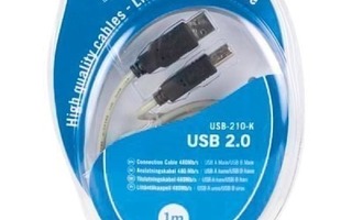 Deltaco USB 2.0 kaapeli A uros - B uros, 1m *UUSI*