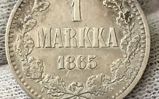 1 Markka 1865. Hopeaa.