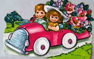 EO 8020 Lapset ja kukat pinkissä autossa ALE