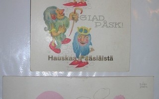 2 kpl Pääsiäiskortteja, piirt. Björnström