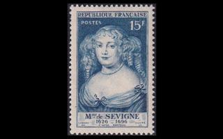 Ranska 892 ** Kirjailija Madame de Sévigné (1950)