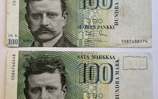 100 markkaa 1986 ( 2 setelin setti)