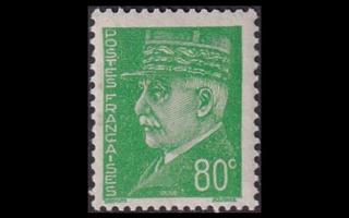 Ranska 520 ** Käyttösarja Pétain 80 C vihreä (1941)