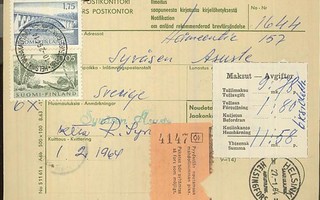 1963  1,75 mk Paraisten silta ym tullausm. -64 - 6 x-sidettä