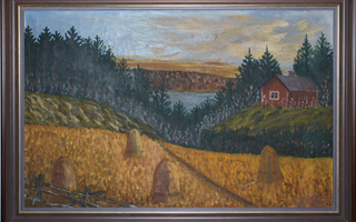 "Maalaismaisema", öljyvärimaalaus, 94 x 64 cm