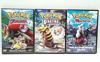 DVD - 3kpl Pokemon Elokuvia (Giratina,  Zoroark, Darkrai)