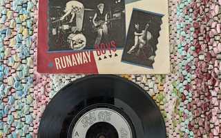 THE STRAY CATS - RUNAWAY BOYS 7" SILVER INJ. MOULDED VERSION