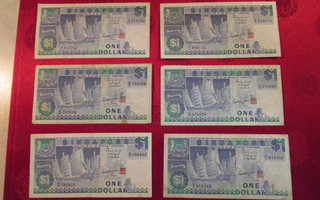 Singapore 1 Dollar 9 kpl.